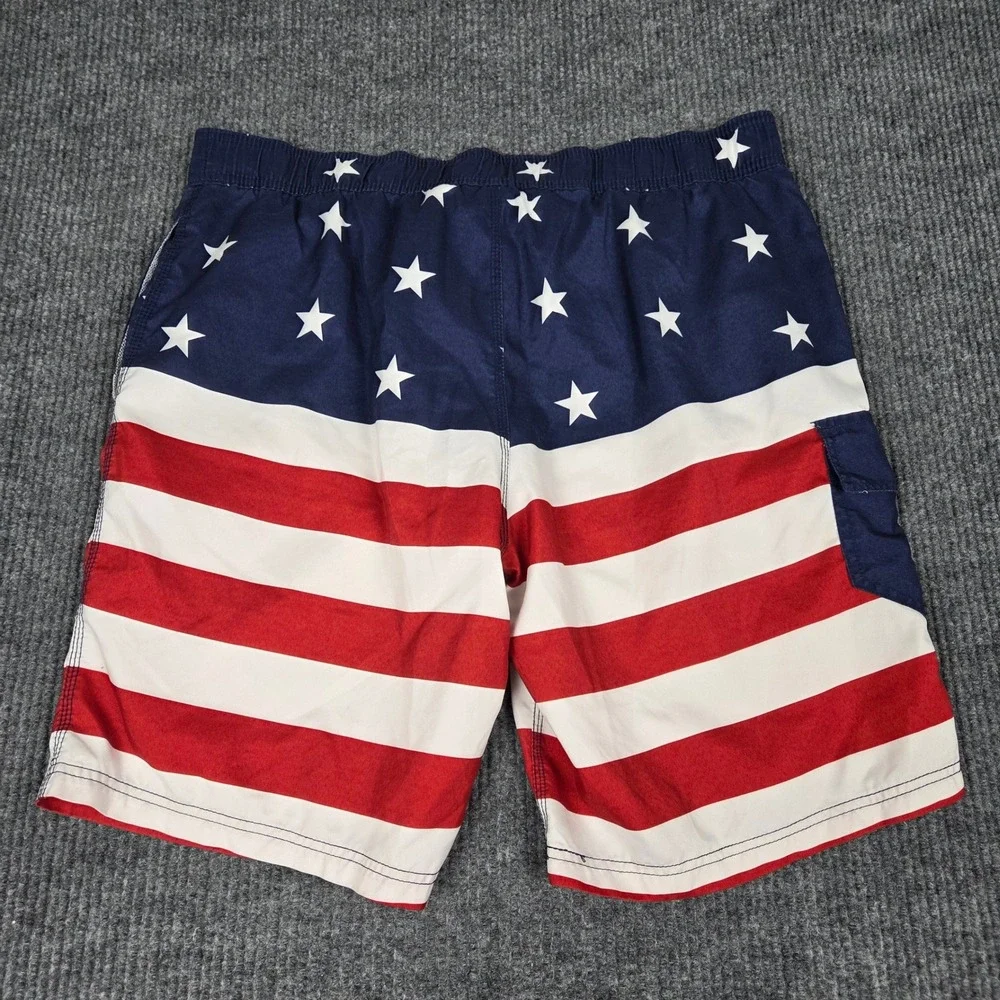 Bioworld Mens American Flag Board Shorts‎ USA Stars Stripes Swim Trunks 2XL
